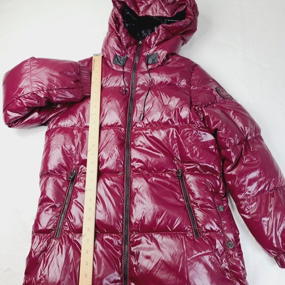 Michael Kors Women's Dark Ruby Red Hooded Padded Thermal Puffer Jacket Sz S - Picture 4 of 7